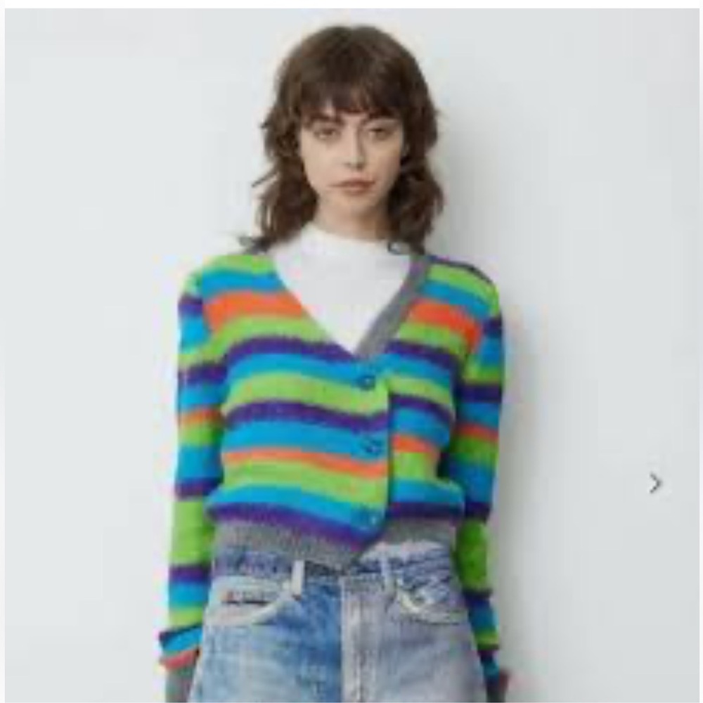 Anderson Bell Marta Asymmetric  Stripes Cardigan
